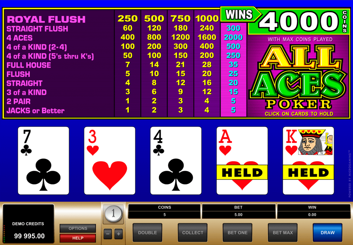 all aces poker microgaming video poker 