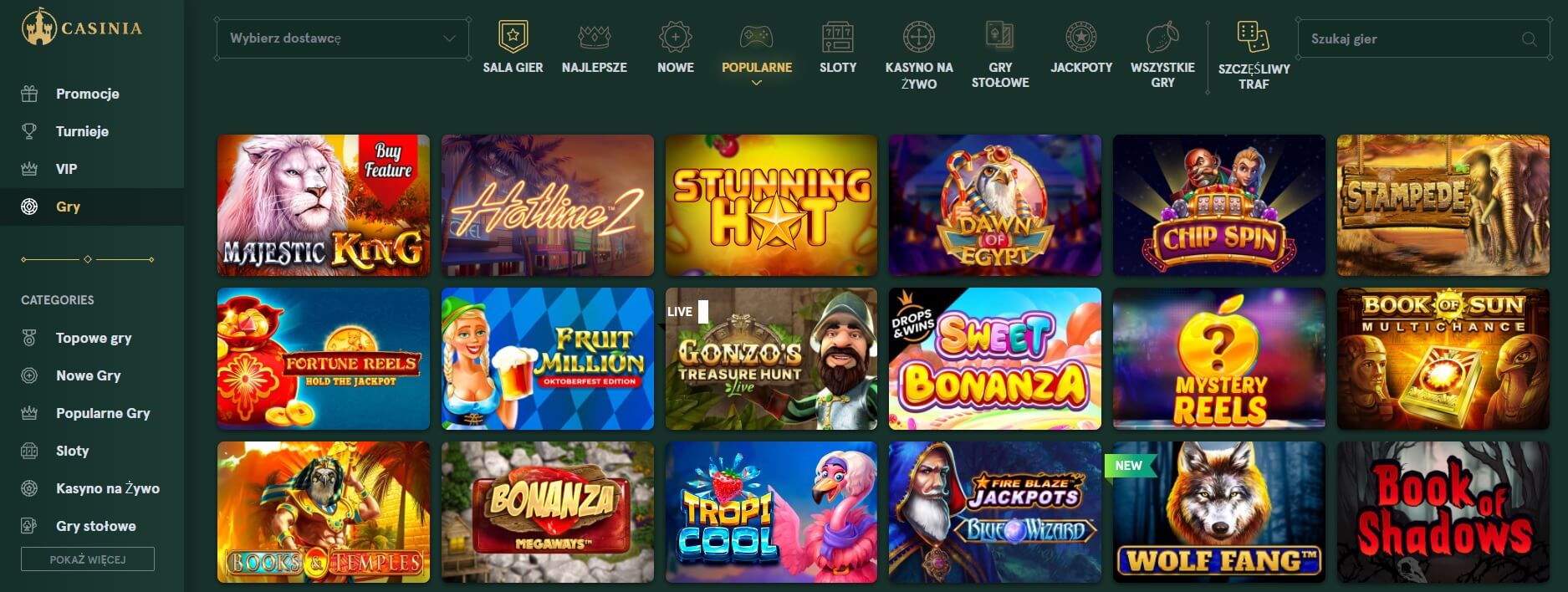 casinia gry kasynowe screenshot