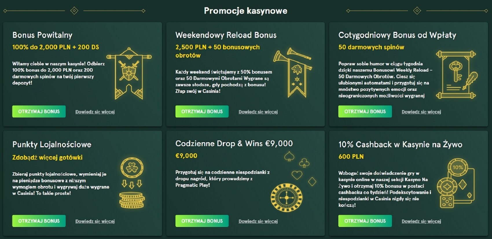 Casinia promocje screenshot