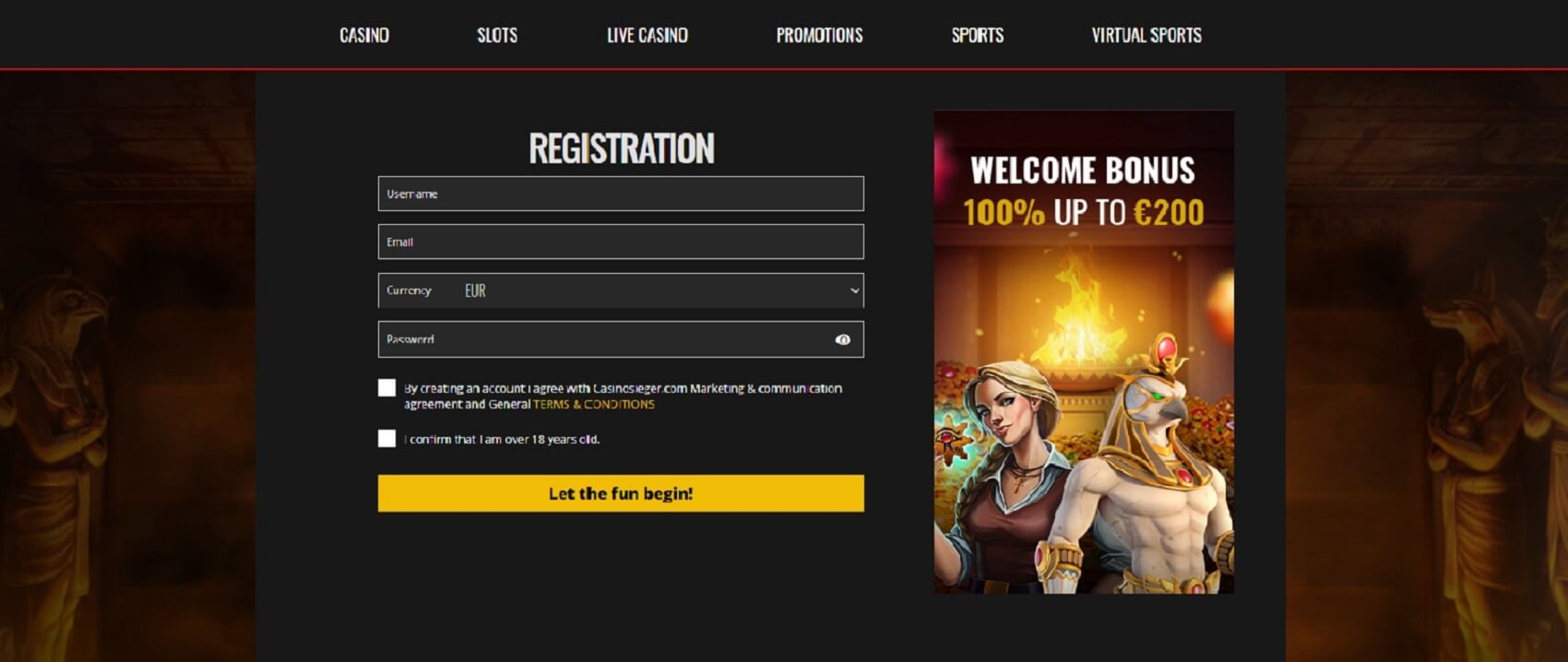 casinosieger rejestracja screenshot
