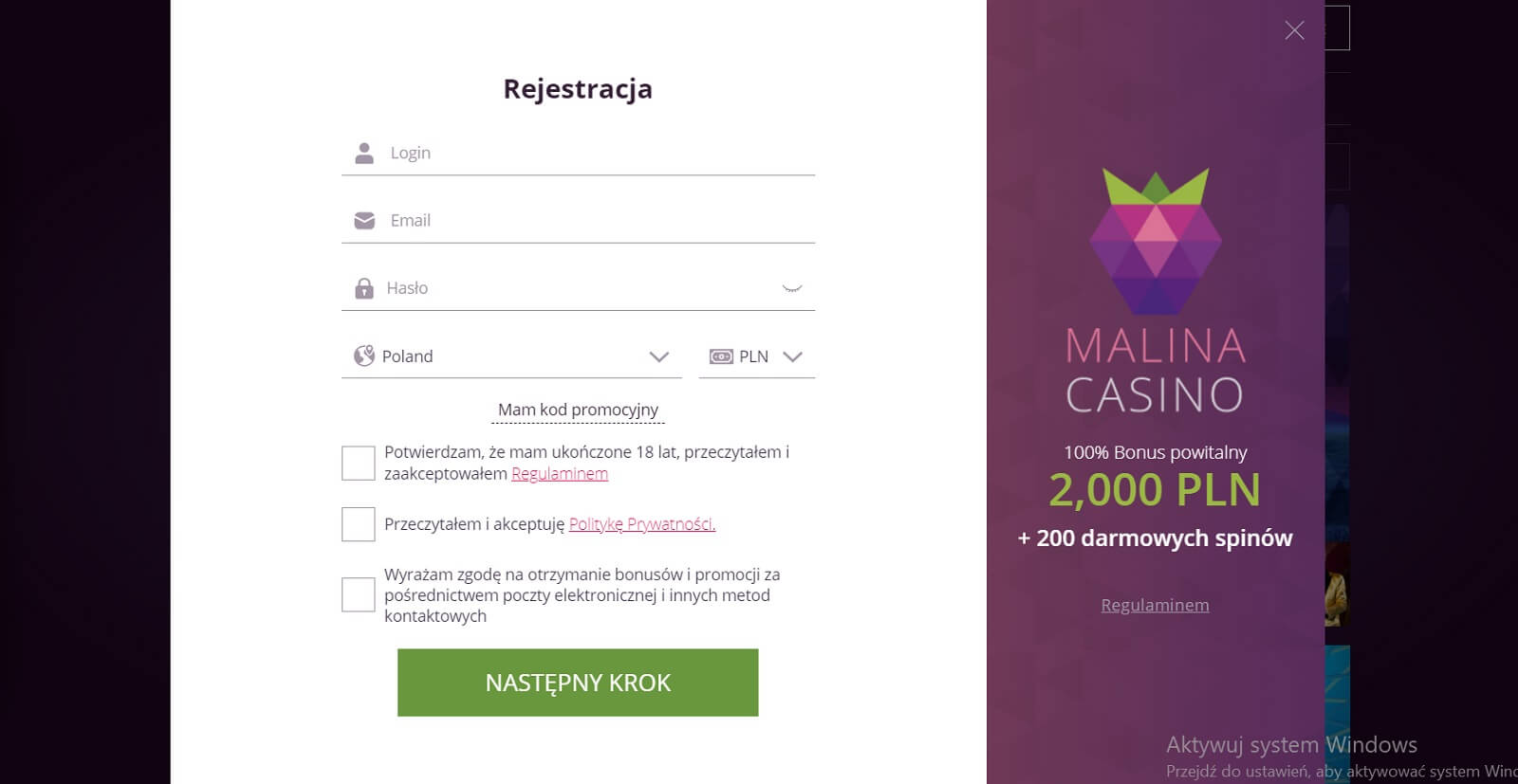 sûr Malina Casino bonus de parrainage offre en France